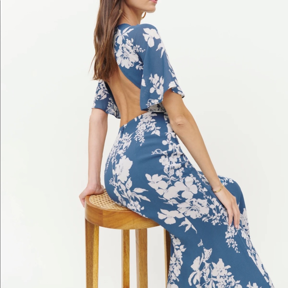 Reformation Carletta Dress Cyanotype